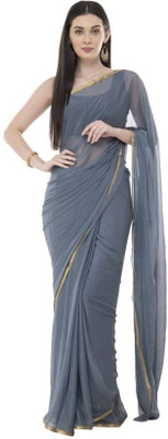 SainiVastra Solid/Plain Bollywood Chiffon Saree(Grey)