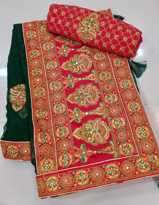 Anjani Textile Embroidered, Embellished Bollywood Silk Blend Saree(Multicolor)