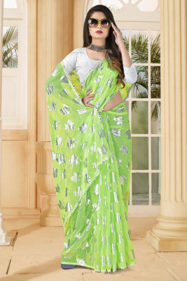 REDFISH Self Design Bollywood Georgette Saree(Light Green)
