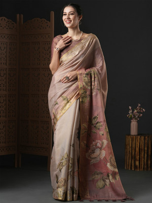 Sareemall Printed Madurai Art Silk Saree(Brown)