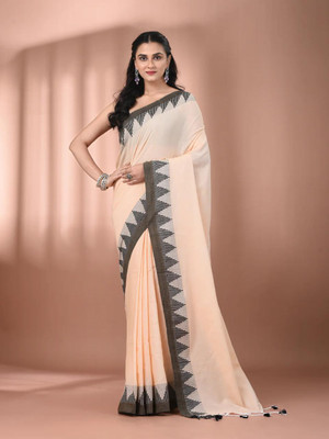 makalitraders Self Design Handloom Pure Cotton Saree(Beige)
