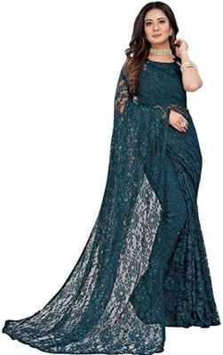 Saadhvi Checkered Daily Wear Georgette Saree(Green)