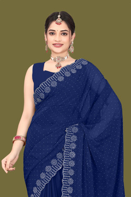 Shiv Febric Embellished Banarasi Art Silk Saree(Blue)
