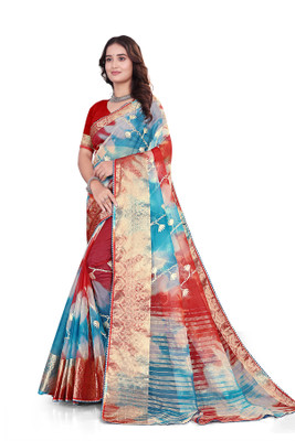 Aarunika MNT Solid/Plain Bollywood Organza Saree(Maroon)