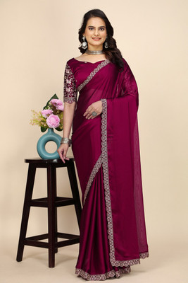 SAADHYA CREATION Embroidered Bollywood Chiffon Saree(Maroon)