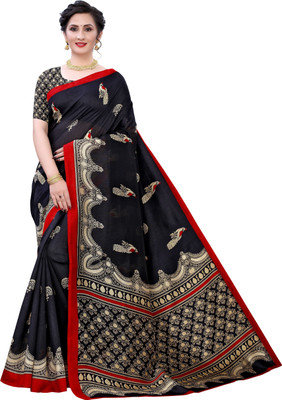 Saadhvi Printed Mysore Art Silk Saree(Black)