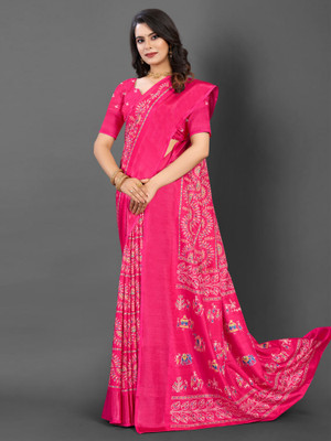 Divastri Printed Daily Wear Silk Blend Saree(Pink)