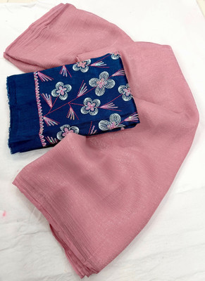 Dhanlaxmi CreationLLP Dyed, Solid/Plain Bollywood Crepe, Chiffon Saree(Pink)