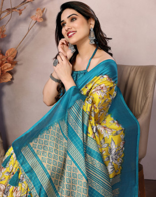 YASHIKA Printed Bollywood Art Silk Saree(Yellow)