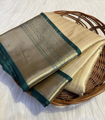Haniya creation Woven Banarasi Art Silk Saree(Beige)