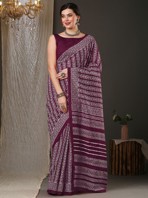 Divastri Digital Print Daily Wear Cotton Blend, Art Silk Saree(Magenta)
