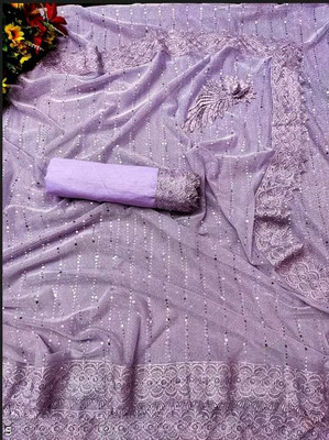 SSP TEX Woven Daily Wear Lycra Blend, Net Saree(Purple)