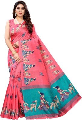 Priyashi Printed Kalamkari Art Silk Saree(Pink)