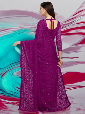 NEXA Self Design Bollywood Net Saree(Purple)
