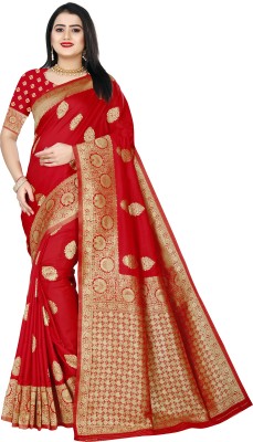TULAH Woven, Self Design Bollywood Art Silk, Brasso Saree(Red)