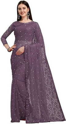 MDD Embroidered Bollywood Net Saree(Multicolor)