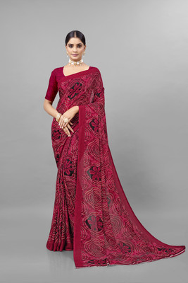 Kanooda Prints Printed Daily Wear Georgette Saree(Multicolor)