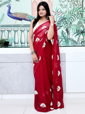 Tasrika Embroidered Bollywood Georgette Saree(Red)