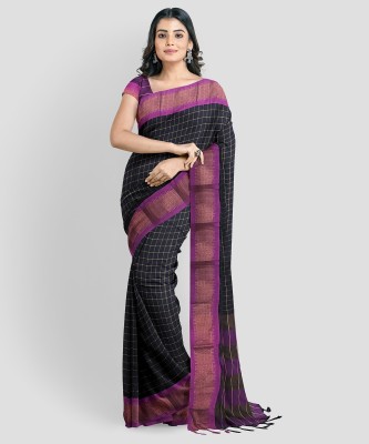 siya silk studio Woven Bollywood Cotton Silk Saree(Black)