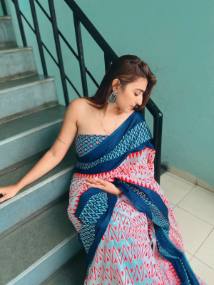 JASU CREATION Printed Gadwal Pure Cotton Saree(Multicolor)