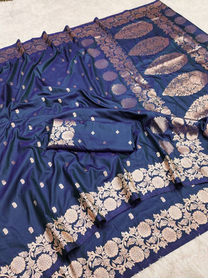 Spetila Woven Banarasi Jacquard, Pure Silk Saree(Light Blue)