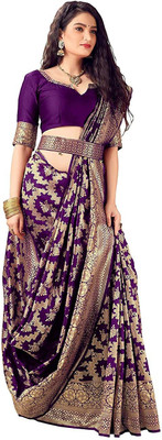 DEV SHREE SILK Printed Bollywood Jacquard Saree(Purple)