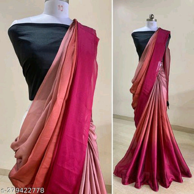 Apnisha Solid/Plain Bollywood Pure Silk Saree(Pink)