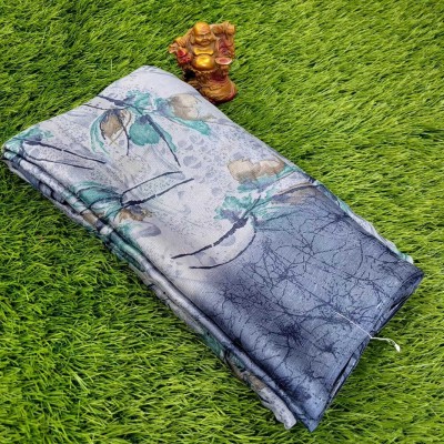 ZENFAB THREADS Floral Print Daily Wear Chiffon Saree(Blue)