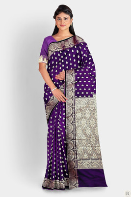 HouseOfCommon Woven Banarasi Handloom Satin Saree(Purple)