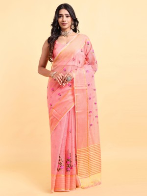 Sarisp Embroidered Daily Wear Tissue Saree(Pink)