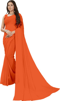 Moda Rapido Solid/Plain Bollywood Georgette Saree(Orange)