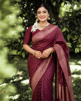 Radhe Krishna Creation Digital Print Banarasi Art Silk Saree(Maroon)