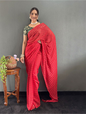 ANOUK Printed Daily Wear Chiffon Saree(Gold)