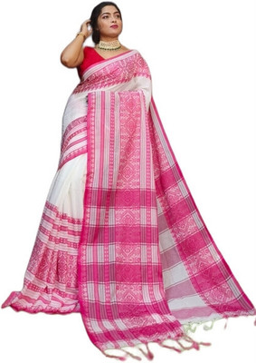 SABITA CUSTOMERY Self Design Daily Wear Handloom Cotton Blend Saree(Pink)