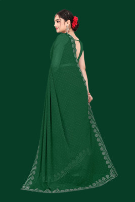 Shiv Febric Embellished Sambalpuri Chiffon Saree(Green)