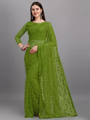 Suali Embellished Bollywood Net Saree(Light Green)