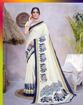 Zinaya Printed Bollywood Silk Blend Saree(Multicolor)