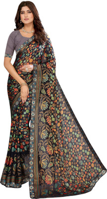Madhur milan Printed, Floral Print Bollywood Viscose Rayon, Chiffon Saree(Multicolor)