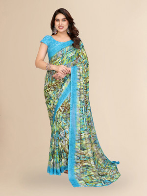Moda Rapido Printed Daily Wear Georgette Saree(Light Blue)