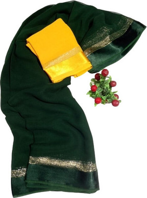 ELEGANCE FAB Solid/Plain Daily Wear Viscose Rayon Saree(Dark Green)