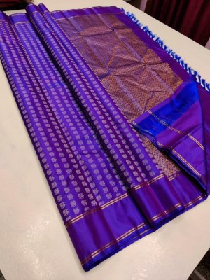 LITIRTHFAB Embellished, Woven Kanjivaram Jacquard, Pure Silk Saree(Purple)