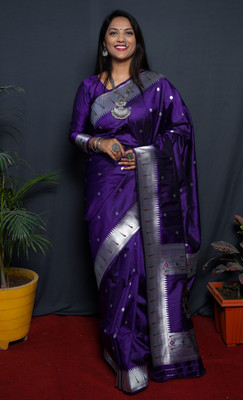 sarjan creation Self Design Paithani Jacquard Saree(Purple)
