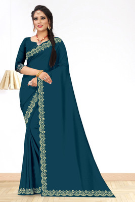 bhumi creation Solid/Plain Banarasi Georgette Saree(Light Blue)