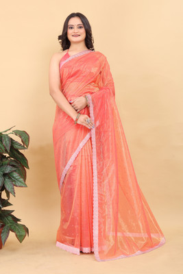 kamani fashion Self Design Bollywood Net Saree(Orange)