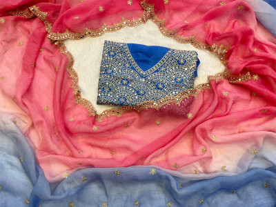 Divastri Embroidered Bollywood Chiffon Saree(Pink)