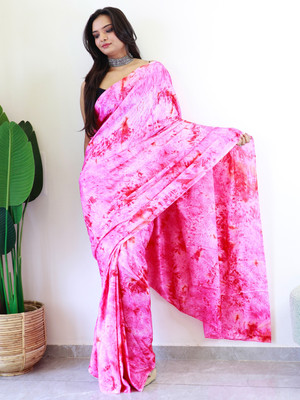 Divastri Printed Bollywood Chiffon Saree(Pink)