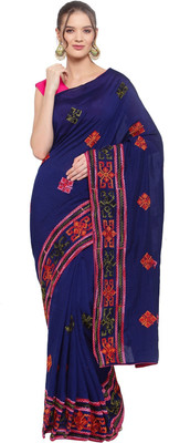 SERONA FABRICS Printed Bollywood Georgette, Art Silk Saree(Blue)
