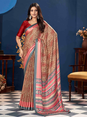 Sareemall Printed Daily Wear Silk Blend Saree(Red)