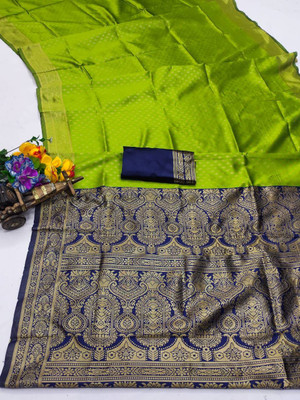 TARTAM Printed Banarasi Jacquard Saree(Multicolor)