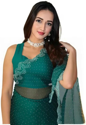 JS Clothing Mart Woven, Embellished, Self Design Kanjivaram Jimmy choo Saree(Green)